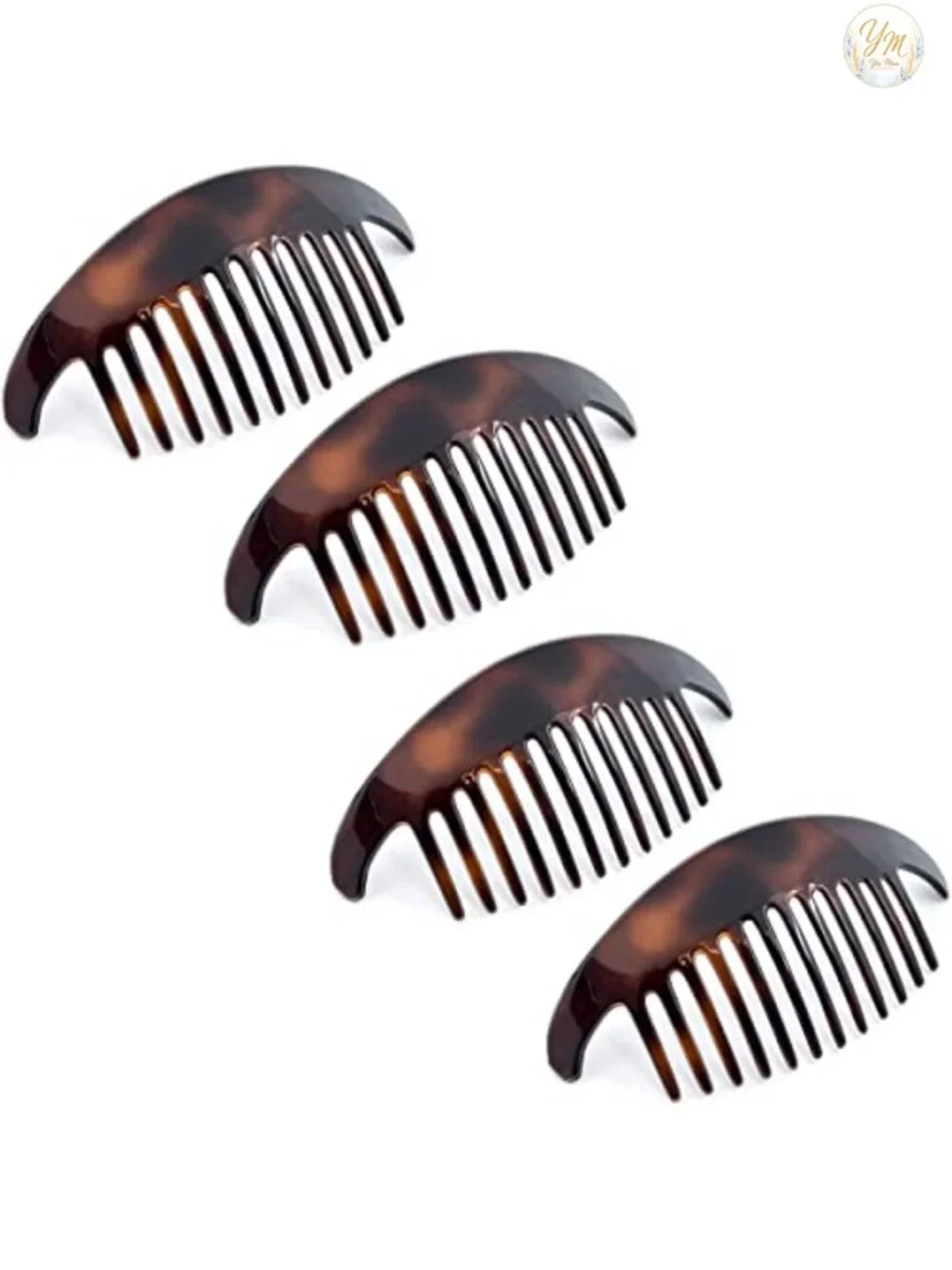 French Hair Side Combs Set of 4, Tortoise Interlocking Hair Clips for Bun